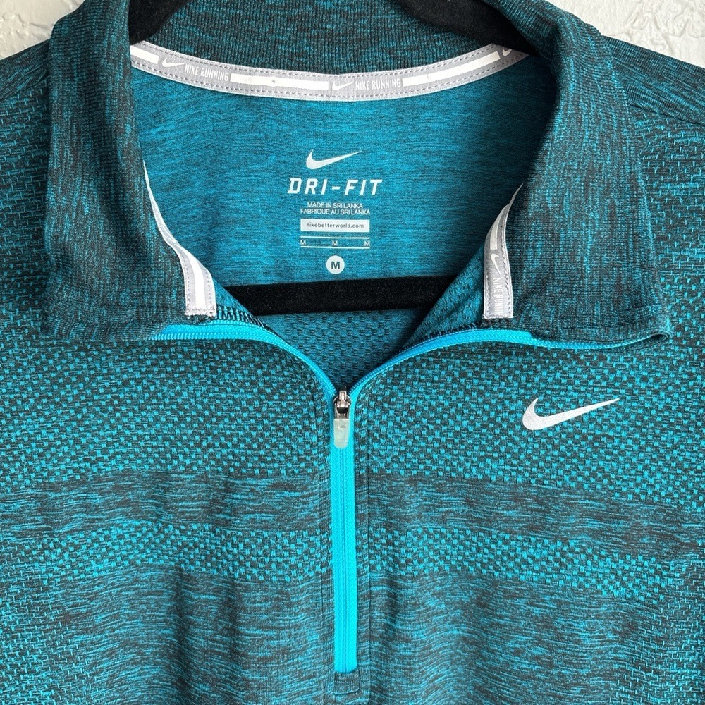 Women's Nike Long Sleeve Element Dri Fit Quarter Zip Thumbholes Teal Shirt M - Picture 2 of 6